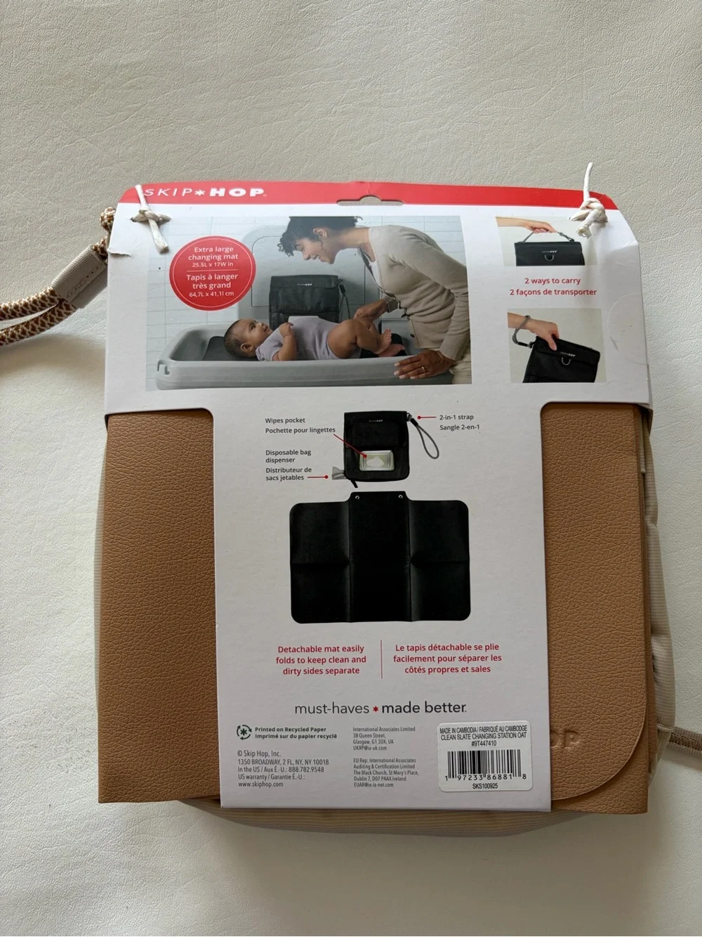 NWT Skip Hop Clean Slate Travel Changing Station - Cream/Beige Baby Maternity